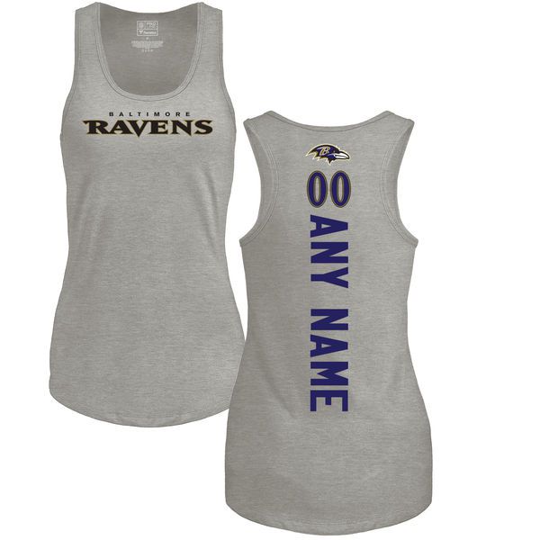 Women Baltimore Ravens NFL Pro Line by Fanatics Branded Ash Custom Backer Tri-Blend Tank Top T-Shirt->->Sports Accessory